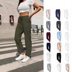 European & American Women's 2025 New eBay Casual Cotton-Linen Slim-Fit Drawstring Elastic Waist Pants