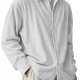 Men's European Size Corduroy Shirt - Loose Trendy Long-Sleeve Solid Color Collared Button-Down