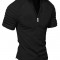 2025 European & American Men's INS Summer Casual Polo Shirt - Zip-Detail Pleated Sports Polo