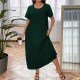 2025 Middle Eastern Muslim Women's Fashion Dress - Plus Size Short-Sleeve Crew Neck Maxi Dress Abaya