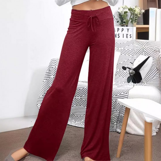 Women's Solid Color Loose Wide-Leg Pants - High-Waisted Elastic Waist Casual Trousers, In-Stock (Wish/Ebay/AliExpress)