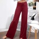 Women's Solid Color Loose Wide-Leg Pants - High-Waisted Elastic Waist Casual Trousers, In-Stock (Wish/Ebay/AliExpress)