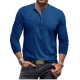 Men's Tie-Dye Henley Slim Retro Long-Sleeve T-Shirt - Button Washed Distressed V-Neck Tee