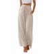2025 European & American Sized Women's Linen Pants - Loose Casual Wide-Leg Pants with Pockets & Drawstring