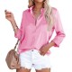 In-Stock European & American Women's 2025 Spring New Shirt - Satin Long-Sleeve V-Neck Office Business Blouse