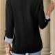 2025 New European & American Women's Blazer - Fashionable Casual Slim-Fit 3/4 Rolled Sleeve Suit Jacket (Black/Dark Gray)