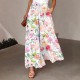 2025 Summer New European & American Women's Casual Printed Midi Skirt