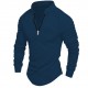 2025 Spring European & American INS Men's Polo Shirt - Independent Station Long-Sleeve Zip-Up Sports Polo