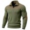 2025 American Retro Casual Stand-Collar Zipper Pullover - Loose Heavyweight Knit Color-Block Jacquard Long-Sleeve (Autumn Winter)