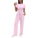2025 European & American Fashion Casual Set - Kim Kardashian Inspired Ruched Short-Sleeve Top & Pants 2-Piece Outfit
