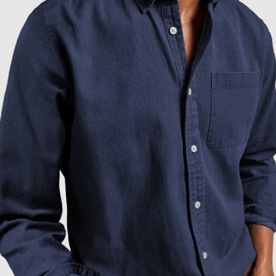 2025 European & American Independent Station Men's Denim Shirt - Long-Sleeve Casual Collared Button-Down
