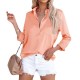 In-Stock European & American Women's 2025 Spring New Shirt - Satin Long-Sleeve V-Neck Office Business Blouse