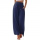 2025 European & American Sized Women's Linen Pants - Loose Casual Wide-Leg Pants with Pockets & Drawstring