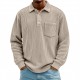 2025 New European & American Autumn Men's Corduroy Henley Shirt - Solid Color Casual Long-Sleeve Button-Up for Youth