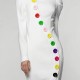 2025 Women's Button-Detail Irregular Slim-Fit Long-Sleeve Dress - High-Slit Elegant Maxi Dress (White)