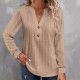 2025 European & American Autumn & Winter New Women's Long-Sleeve T-Shirt - Solid Color V-Neck Button-Down Top (Independent Station)
