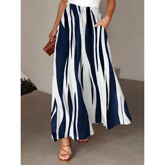 2025 Summer New European & American Women's Casual Printed Midi Skirt