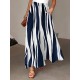 2025 Summer New European & American Women's Casual Printed Midi Skirt