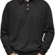 2025 Independent Station Autumn & Winter Men's Polar Fleece Polo Shirt - V-Neck Button-Down Casual Long-Sleeve Top (Gray)
