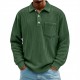 2025 New European & American Autumn Men's Corduroy Henley Shirt - Solid Color Casual Long-Sleeve Button-Up for Youth