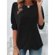 2025 New Women's Crew Neck Button-Detail Irregular Base Layer - Slim-Fit Long-Sleeve Top, Stylish & Versatile
