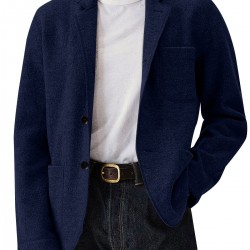2025 Autumn Winter European & American Independent Station Men's Jacket - Solid Color Versatile Wool Blend Blazer