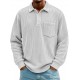 2025 New European & American Autumn Men's Corduroy Henley Shirt - Solid Color Casual Long-Sleeve Button-Up for Youth
