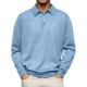 2025 Autumn Men's V-Neck Button-Down Polo Shirt - Casual Long-Sleeve Top