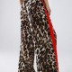2025 European & American Casual Women's Pants - Influencer Inspired Leopard Print Paneled Wide-Leg Trousers