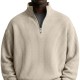 2025 European & American Winter New Men's Waffle Knit Polo Shirt - Casual Loose Half-Zip Sweatshirt