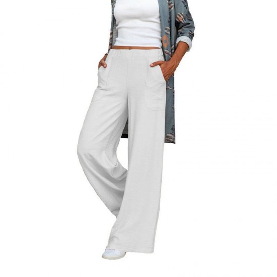 Autumn & Winter European & American Plus Size Women's Pants - Draped Casual Solid Color High-Waist Loose Wide-Leg Trousers