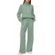 European & American Women's 2-Piece Tracksuit - Zipper Sweatshirt & Wide-Leg Sweatpants, Casual Outfit
