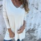 European & American Independent Station/AliExpress Winter Women's Knitwear - Solid Color V-Neck Loose Top (White/Black)