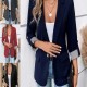 2025 New European & American Women's Blazer - Fashionable Casual Slim-Fit 3/4 Rolled Sleeve Suit Jacket (Black/Dark Gray)