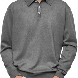 2025 Independent Station Autumn & Winter Men's Polar Fleece Polo Shirt - V-Neck Button-Down Casual Long-Sleeve Top (Gray)