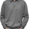 2025 Independent Station Autumn & Winter Men's Polar Fleece Polo Shirt - V-Neck Button-Down Casual Long-Sleeve Top (Gray)