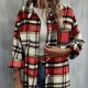 European & American Autumn Winter Women's New Plaid/Striped Coat - Wool Blend Single-Breasted Jacket with Pockets