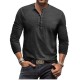 Men's Tie-Dye Henley Slim Retro Long-Sleeve T-Shirt - Button Washed Distressed V-Neck Tee
