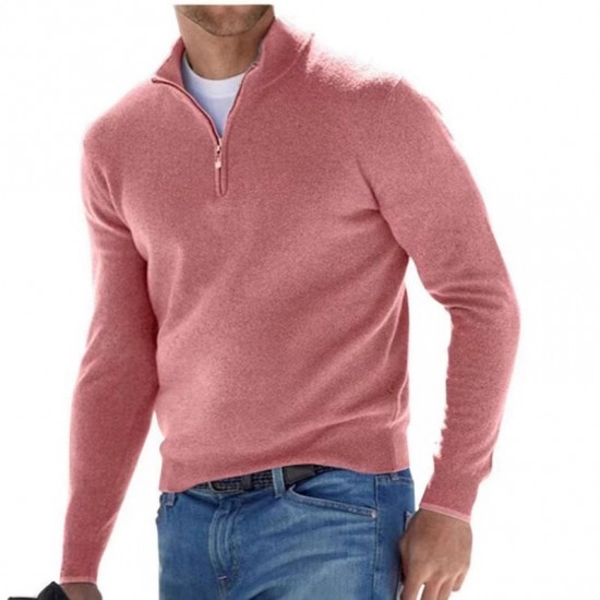 New Winter Long-Sleeve V-Neck German Velvet Zipper Shirt - Men's Casual Polo (Independent Station)