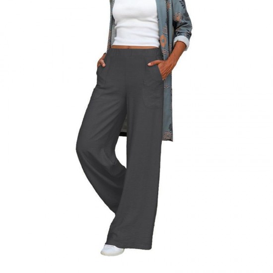 Autumn & Winter European & American Plus Size Women's Pants - Draped Casual Solid Color High-Waist Loose Wide-Leg Trousers