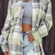 2025 European & American Women's Independent Station Plaid Shirt Jacket - Casual Versatile Mid-Length Outerwear