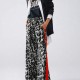 2025 European & American Casual Women's Pants - Influencer Inspired Leopard Print Paneled Wide-Leg Trousers