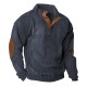 European & American Men's Independent Station Sweatshirt - Corduroy Pullover Henley Shirt, Casual Long-Sleeve Tee