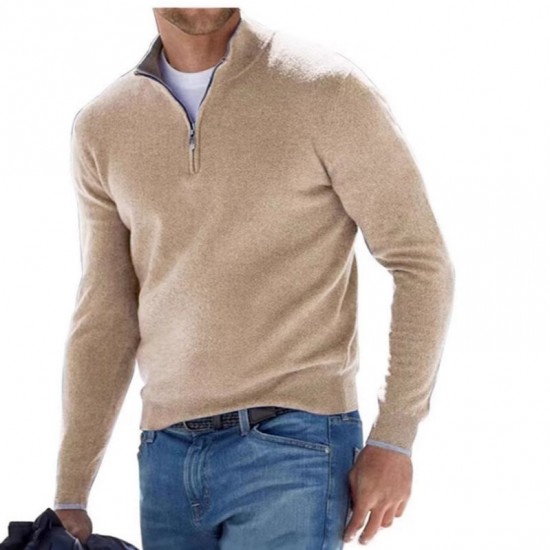 New Winter Long-Sleeve V-Neck German Velvet Zipper Shirt - Men's Casual Polo (Independent Station)