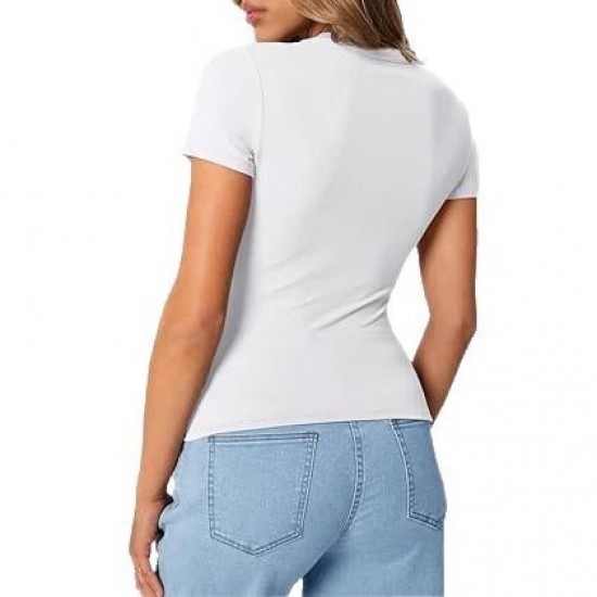 2025 New European & American Women's T-Shirt - Slim-Fit Crew Neck Tight Sexy Summer Top (Sleeveless)