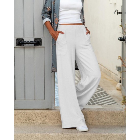 Autumn & Winter European & American Plus Size Women's Pants - Draped Casual Solid Color High-Waist Loose Wide-Leg Trousers