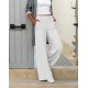 Autumn & Winter European & American Plus Size Women's Pants - Draped Casual Solid Color High-Waist Loose Wide-Leg Trousers