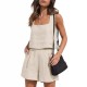 2025 New European & American Women's 2-Piece Casual Set - Linen Shorts & Sleeveless Tank Top