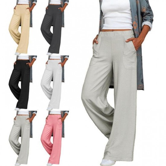 Autumn & Winter European & American Plus Size Women's Pants - Draped Casual Solid Color High-Waist Loose Wide-Leg Trousers