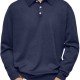 2025 Autumn Men's V-Neck Button-Down Polo Shirt - Casual Long-Sleeve Top